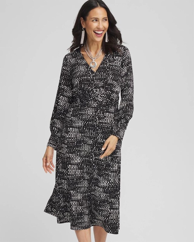 Long Sleeve Surplice Midi Dress